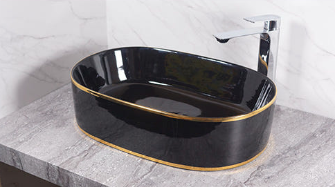 블랙골드 타원형 탑볼 세면대