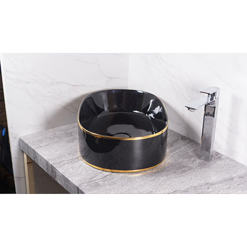 블랙골드 타원형 탑볼 세면대