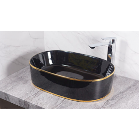 블랙골드 타원형 탑볼 세면대
