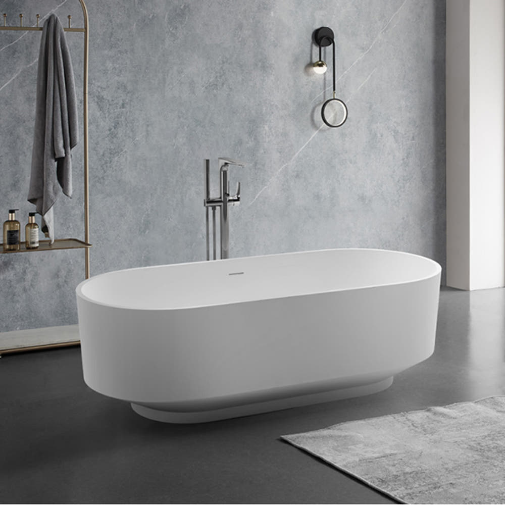 ST-BW1061 무광 화이트 인조대리석 레진 액상아크릴 이동형 이동식 프리스탠딩 욕조