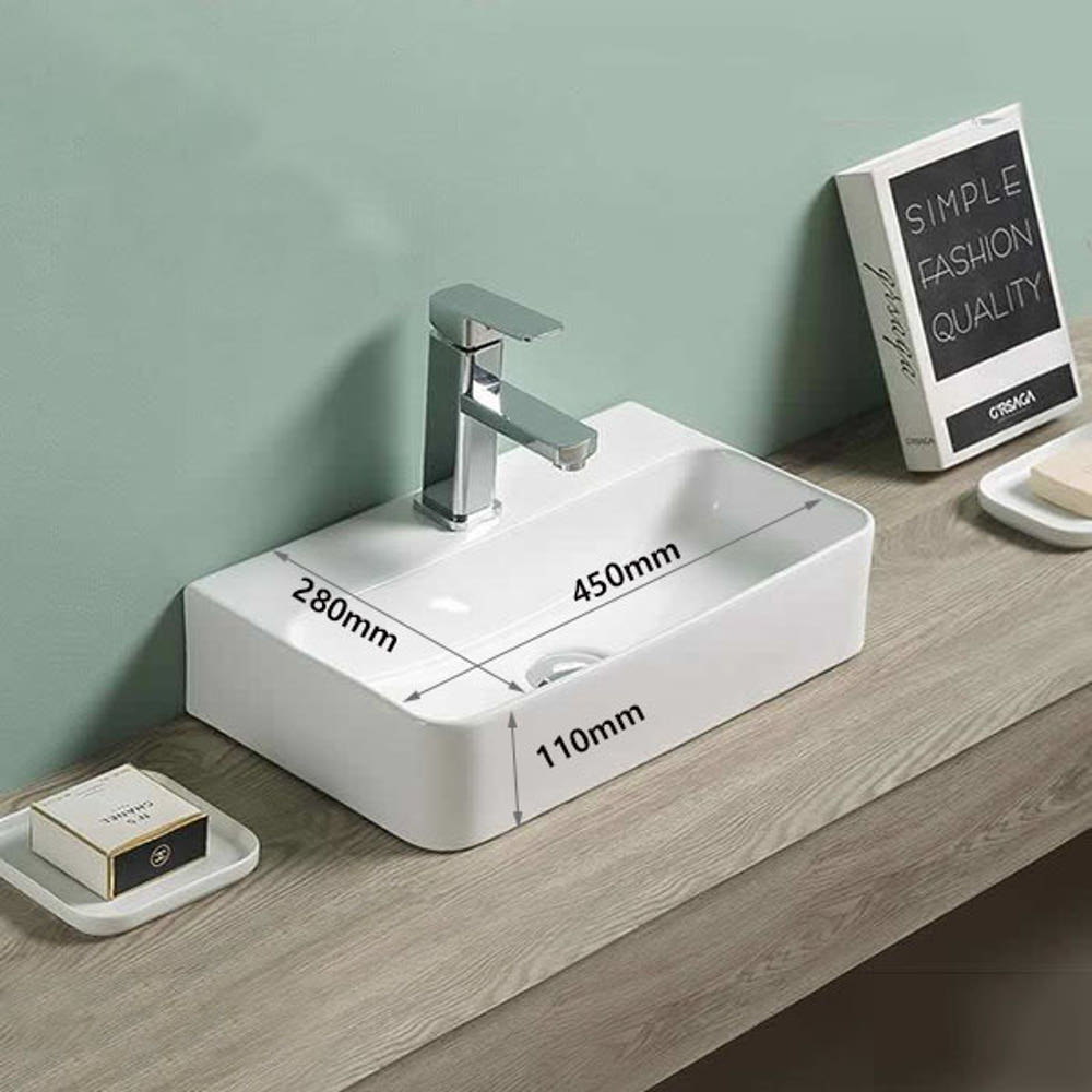 ST-L1186-450 폭좁은 얇은테두리 사각 탑볼 탑카운터 세면대 세면기