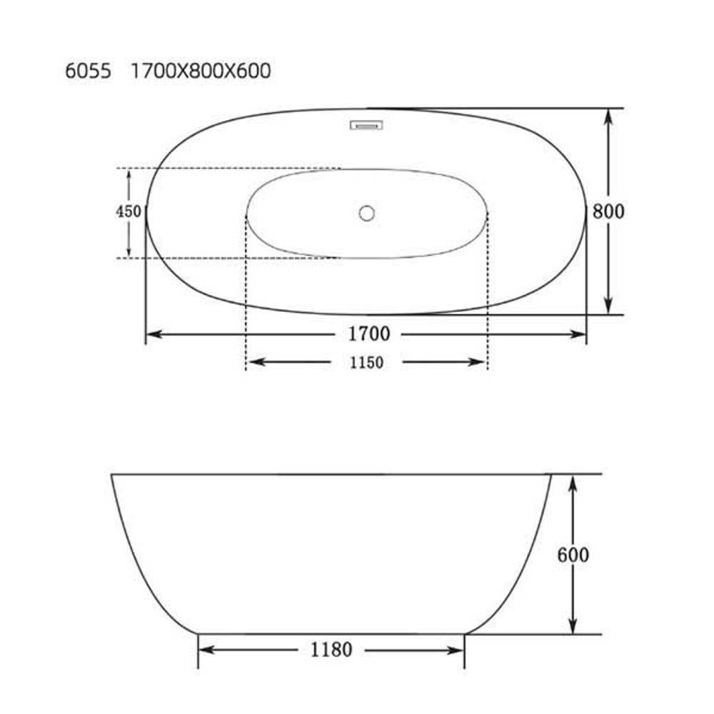 ST-NA6055 타원형 아크릴 모던 심플한 고급 이동식 이동형 프리스탠딩 욕조