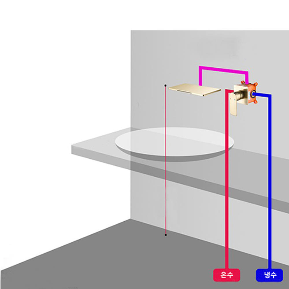ST-1508C 유광 크롬 실버 벽매립 매립형 폭포 세면대 세면기 수전 수도꼭지