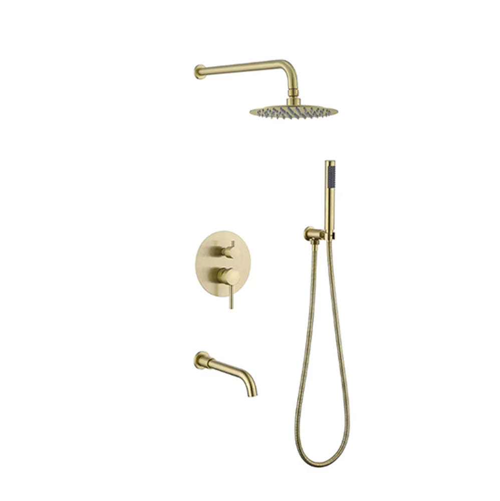 ST-1048-3BG 3기능 무광 골드 금색 벽매립형 매립식 레인 욕조 샤워 수전