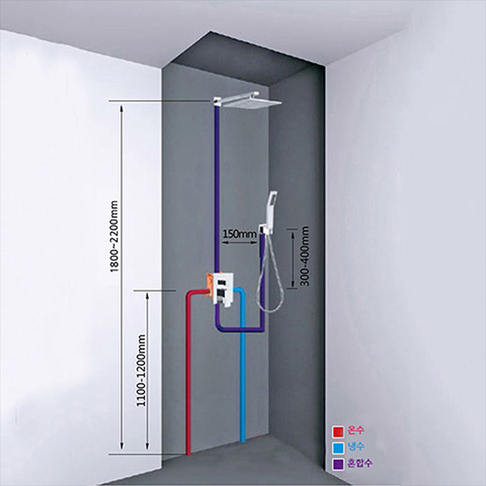 ST-2048BG 무광 골드 금색 금장 벽매립형 매립식 샤워기 샤워수전