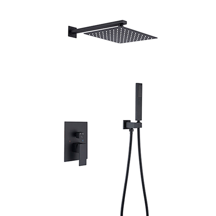 ST-2048B 사각 무광 블랙 벽매립형 매립식 샤워기 샤워수전