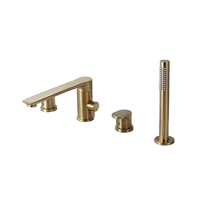 ST-04010BG 무광 골드 금색 금장 4홀 대붙이 데크형 폭포 욕조 샤워 수전 수도꼭지