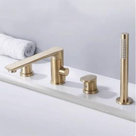 ST-04010BG 무광 골드 금색 금장 4홀 대붙이 데크형 폭포 욕조 샤워 수전 수도꼭지