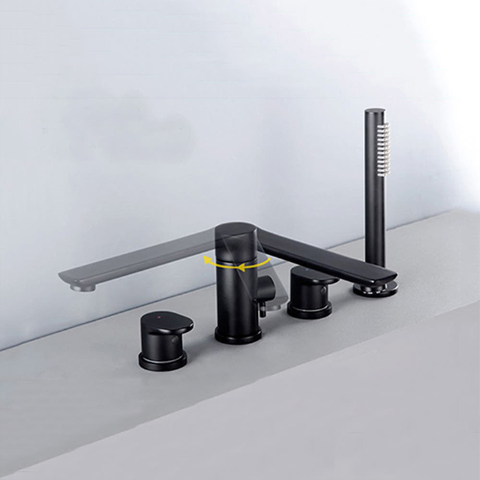 ST-04010B 무광 블랙 4홀 대붙이 데크형 폭포 욕조 샤워 수전 수도꼭지