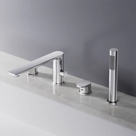 ST-04010C 유광 크롬 4홀 대붙이 데크형 폭포 욕조 샤워 수전 수도꼭지