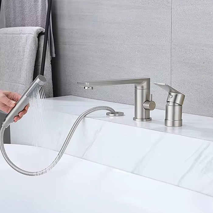 ST-03010NB 무광 니켈 3홀 대붙이 데크형 욕조 샤워 수도꼭지 수전