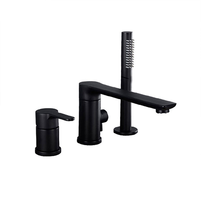 ST-03010B 무광 블랙 3홀 대붙이 데크형 욕조 샤워 수도꼭지 수전
