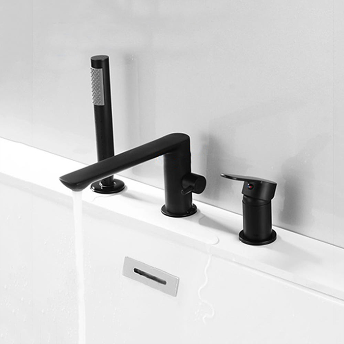 ST-03010B 무광 블랙 3홀 대붙이 데크형 욕조 샤워 수도꼭지 수전