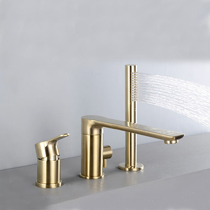 ST-03010BG 무광 골드 금색 금장 3홀 대붙이 데크형 욕조 샤워 수도꼭지 수전