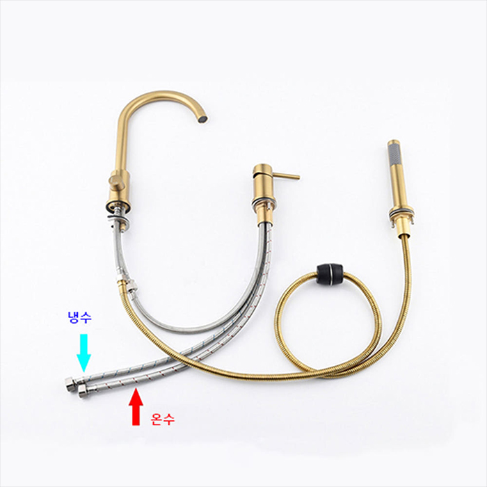 ST-03050BG 무광 골드 금색 금장 3홀 대붙이 데크형 욕조 샤워 수도꼭지 수전