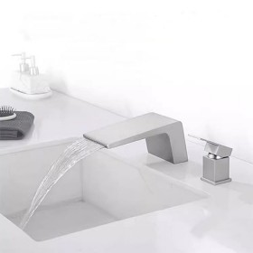 ST-02855NB 무광 니켈 사틴 2홀 대붙이 데크형 폭포 욕조수전