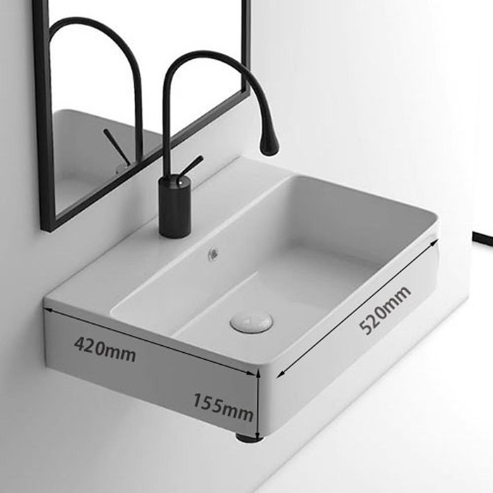 ST-L7051P 사각 벽붙이 벽걸이 반다리 세면기 세면대