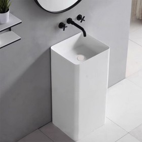 ST-LAR38518A 사각 무타공 레진 인조대리석 액상아크릴 스탠딩 스탠드 세면대 세면기