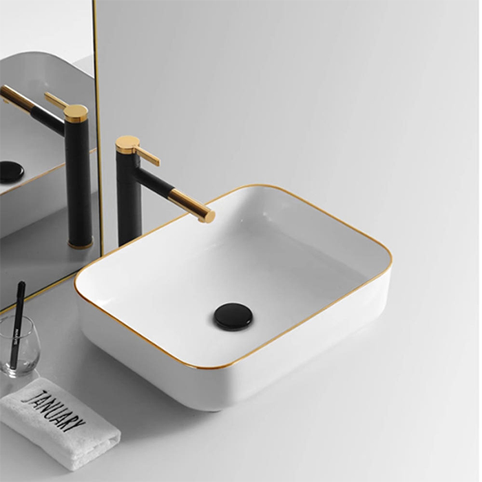 ST-L8437GL 골드라인 금테두리 사각 탑카운터 탑카운타 모던 심플한 세면대 세면기