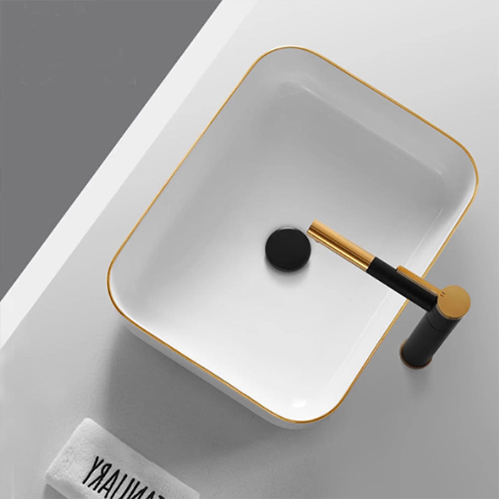 ST-L8437GL 골드라인 금테두리 사각 탑카운터 탑카운타 모던 심플한 세면대 세면기