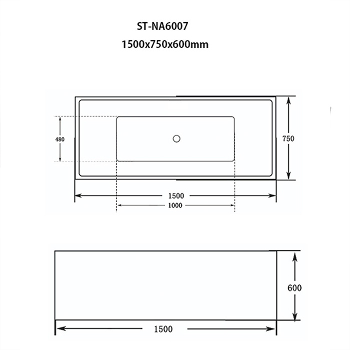 ST-NA6007 직사각 아크릴 모던 심플한 고급 이동식 이동형 프리스탠딩 욕조