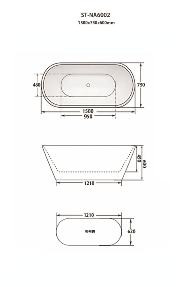 ST-NA6002 타원형 아크릴 모던 심플한 고급 이동식 이동형 프리스탠딩 욕조