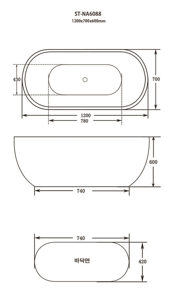 ST-NA6088 타원형 아크릴 모던 심플한 고급 이동식 이동형 프리스탠딩 욕조