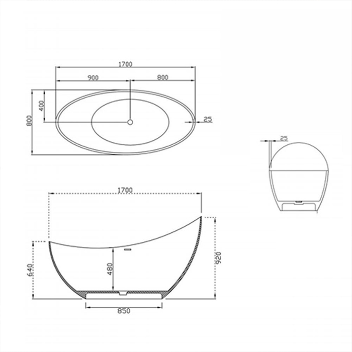 ST-LAR008 1700x800 인조대리석 레진 액상아크릴 이동형 이동식 프리스탠딩 욕조