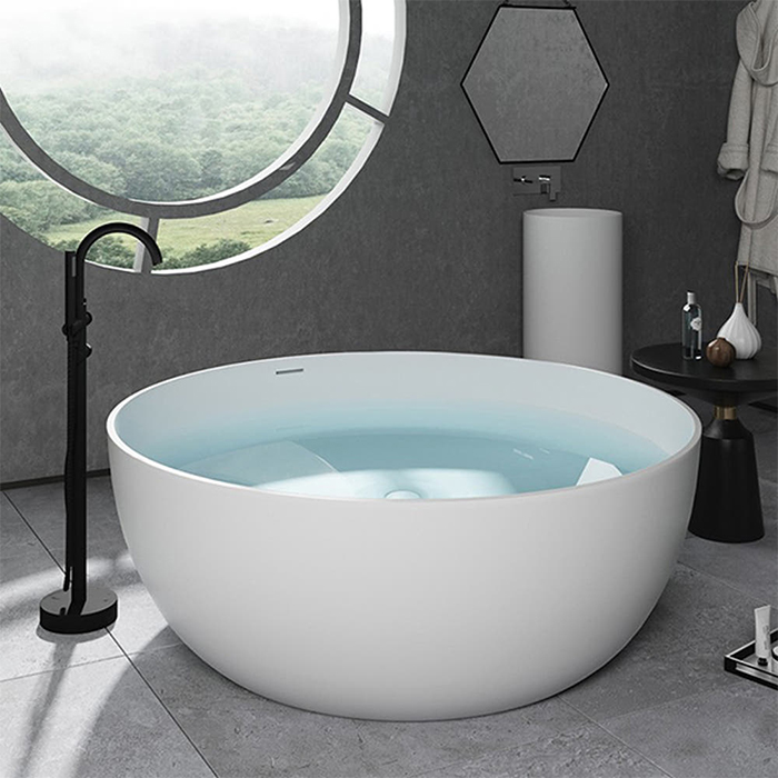 ST-LAR9816 원형 인조대리석 레진 액상아크릴 이동형 이동식 프리스탠딩 욕조