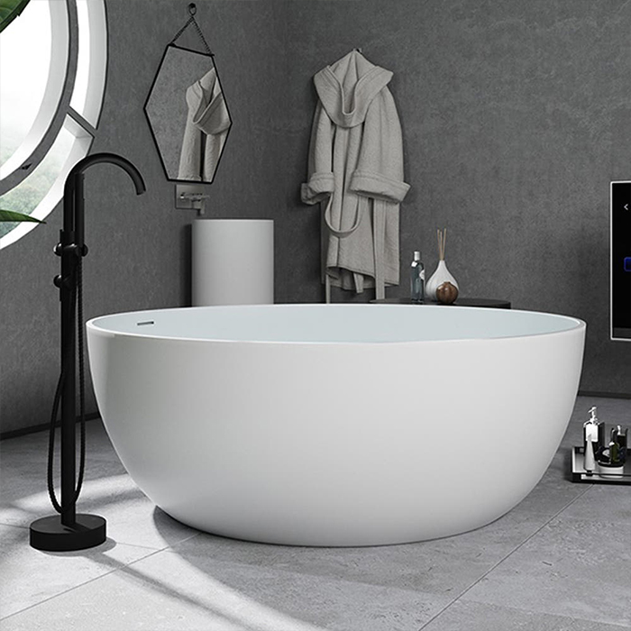 ST-LAR9816 원형 인조대리석 레진 액상아크릴 이동형 이동식 프리스탠딩 욕조