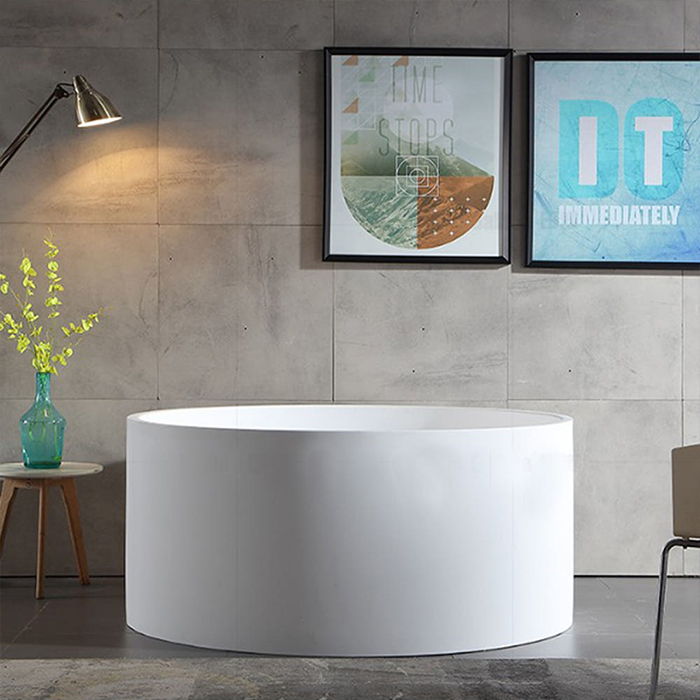 ST-LAR9878 원형 인조대리석 레진 액상아크릴 이동형 이동식 프리스탠딩 욕조