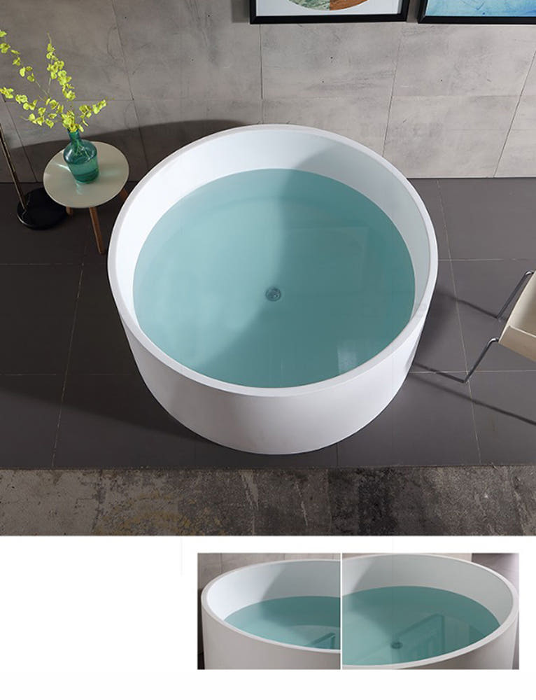 ST-LAR9878 원형 인조대리석 레진 액상아크릴 이동형 이동식 프리스탠딩 욕조