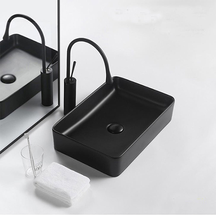 ST-L8426B 무광 매트 블랙 검정색 사각 심플한 탑볼 탑카운타 세면대 세면기