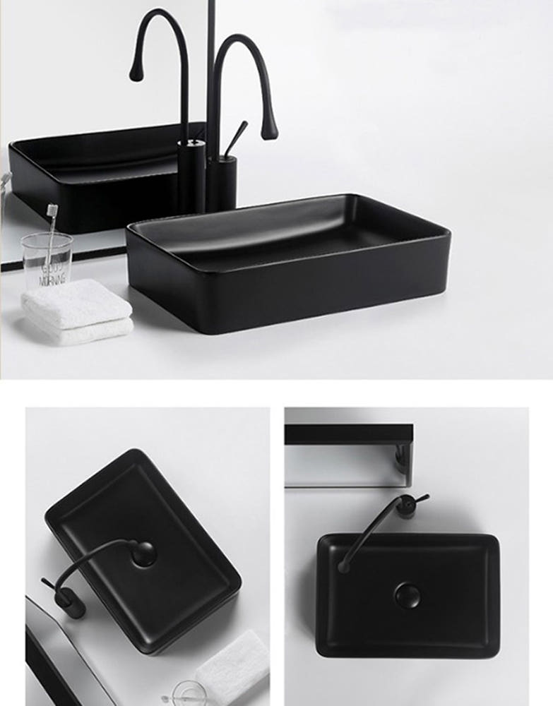 ST-L8426B 무광 매트 블랙 검정색 사각 심플한 탑볼 탑카운타 세면대 세면기