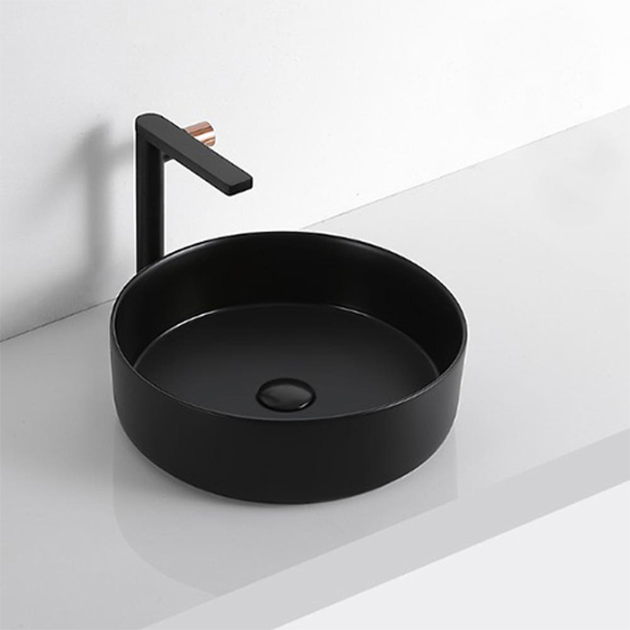 ST-L499B 무광 매트 블랙 검정색 원형 심플한 탑볼 탑카운타 세면대 세면기