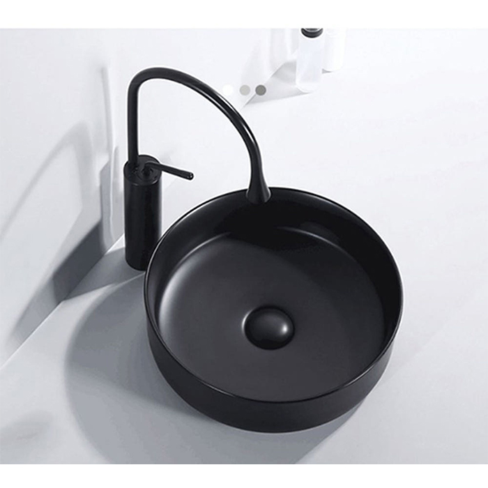 ST-L499B 무광 매트 블랙 검정색 원형 심플한 탑볼 탑카운타 세면대 세면기