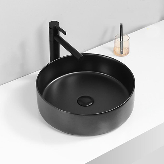 ST-L499B 무광 매트 블랙 검정색 원형 심플한 탑볼 탑카운타 세면대 세면기