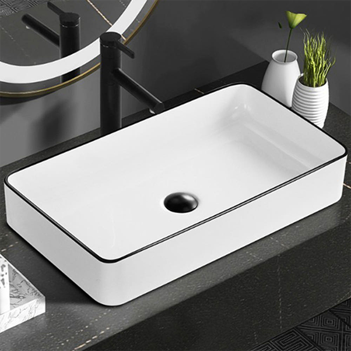 ST-L8427BL 블랙라인 블랙테두리 직사각 모던 심플한 탑볼 탑카운타 세면대 세면기