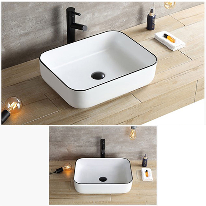 ST-L8426BL 블랙라인 블랙테두리 직사각 모던 심플한 탑볼 탑카운타 세면대 세면기