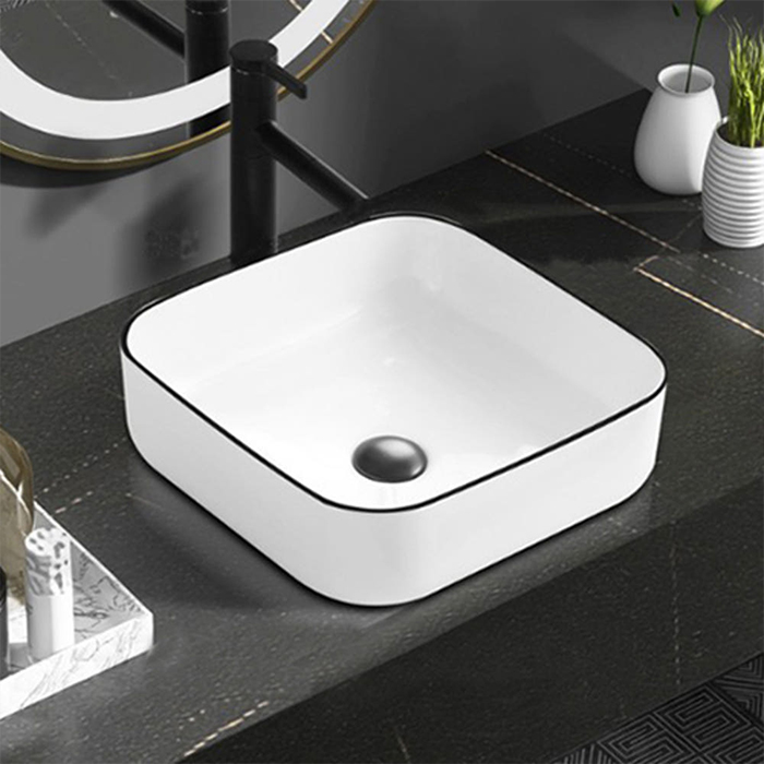 ST-L8425BL 블랙라인 블랙테두리 정사각 모던 심플한 탑볼 탑카운타 세면대 세면기