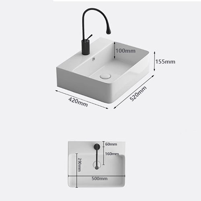 ST-L7051 중형 사각 모던 고급 심플한 탑볼 탑카운타 세면대 세면기