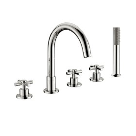 ST-05005C 유광 크롬 5홀 데크형 거위목 욕조 샤워 수전 수도꼭지