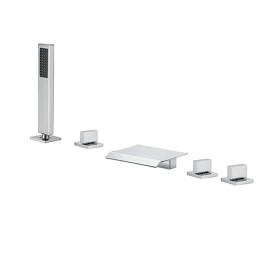 ST-05007C 유광 크롬 5홀 데크형 폭포 욕조 샤워 수전 수도꼭지