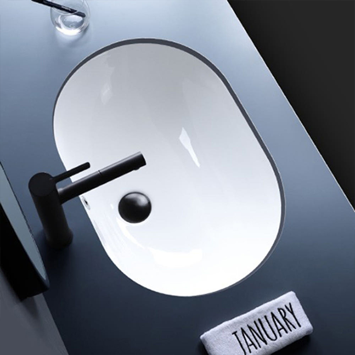 ST-L042U 화이트 대형 타원형 언더볼 언더카운타 매립 세면대 세면기