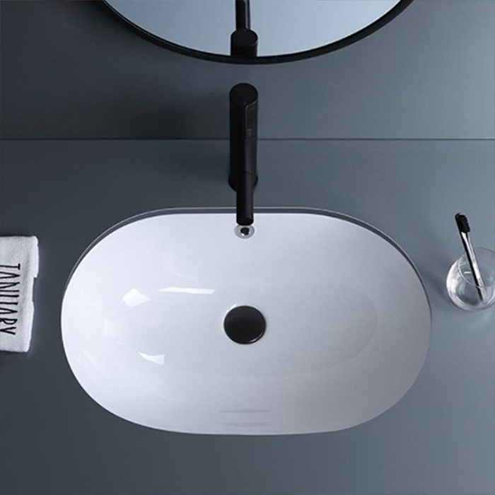 ST-L042U 화이트 대형 타원형 언더볼 언더카운타 매립 세면대 세면기