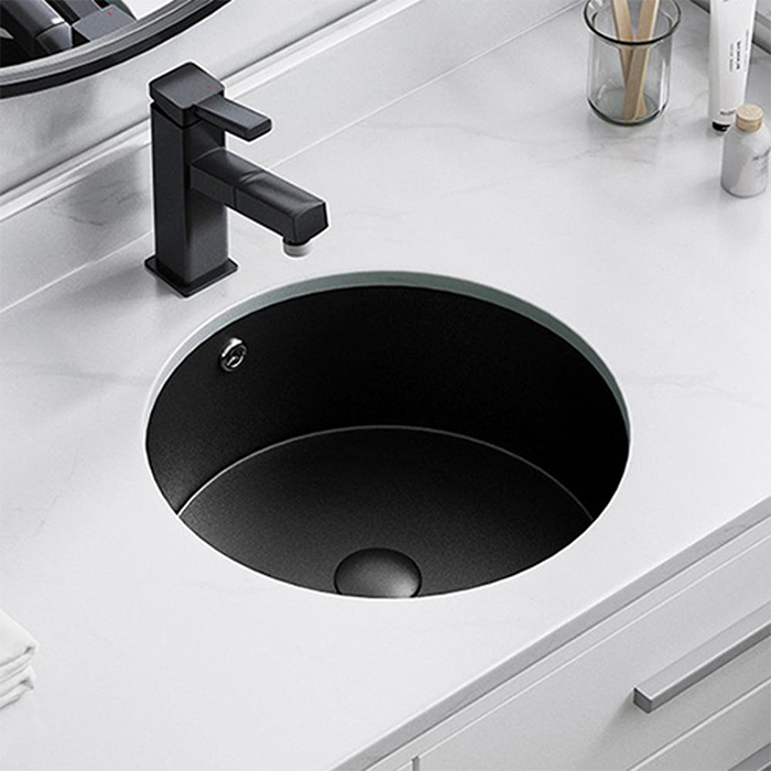 ST-L020U-BLACK 블랙 원형 언더볼 언더카운타 매립 세면대 세면기