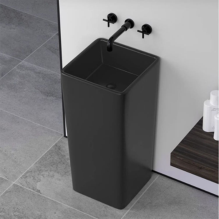 ST-L6004A-B 블랙 사각 무타공 스탠딩 스탠드 프리스탠딩 세면기 세면대