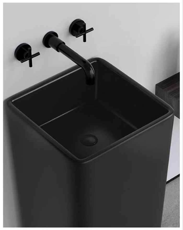 ST-L6004A-B 블랙 사각 무타공 스탠딩 스탠드 프리스탠딩 세면기 세면대