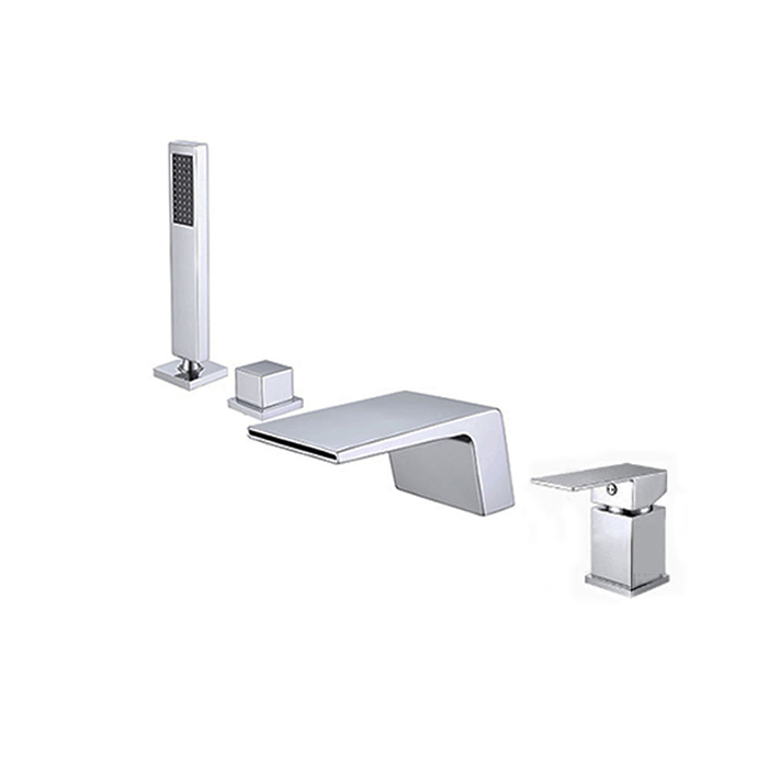 ST-04767NB 무광 니켈 4홀 데크형 폭포 욕조 샤워 수전 수도꼭지