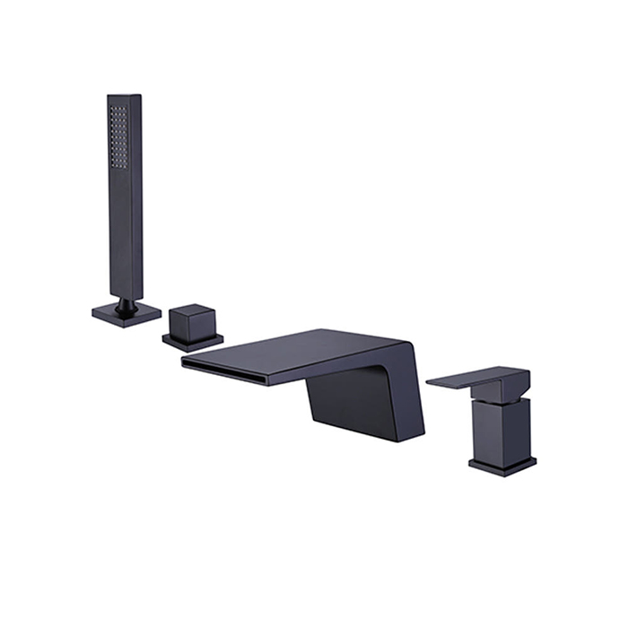 ST-04767B 무광 블랙 4홀 데크형 폭포 욕조 샤워 수전 수도꼭지